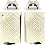 Resim Kt Grup Beyaz Arkaplan Gold Kol Düğmeleri Playstation 5 Standart Disk Edition Sticker Kaplama Seti 