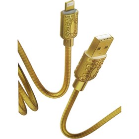 Resim Microcase Metal Kaplama Desenli Lightning 3a Usb Şarj Ve Data Kablosu 1m - Al3200 Gold 