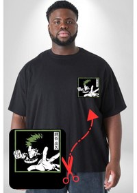 Resim Angemiel My Hero Academia Dabi Anime Siyah Büyük Beden Kadın Basic Minimal Baskılı Tişört Siyah 