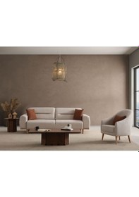 Resim Efruz Koltuk Takımı 3 1 & Mekanizmalı Genişleyebilir Yataklı Koltuk - Krem Keten Kumaş 