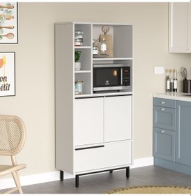 Resim Robin Home Lidya Mutfak Kiler Dolabı Mikrodalga 3 Kapaklı Raflı M 