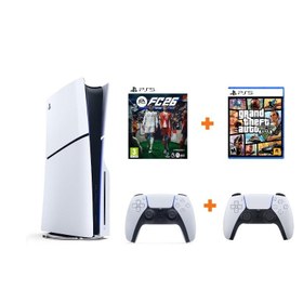 Resim Sony Playstation 5 Slim 1 TB Cd li Oyun Konsolu + 2.KOL + GTA 5 + FC 26 
