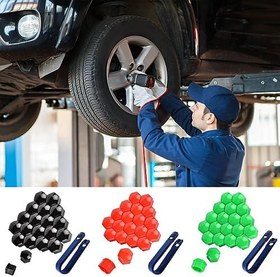 Resim 20 adet araba tekerlek cıvata golf sopası kılıfı araç oto lastik kapağı taşınabilir dış koruyucu dekorasyon tıpalar yedek, Yeşil, 17 mm 
