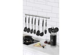 Resim Valletta Guojin 26 Parça Paslanmaz Çelik Silikon Uçlu Spatula Mutfak Seti Siyah 