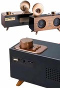 Resim Techno Stock Bluetooth Nostalji Speaker Radyo Gramofon Ahşap Renk Vintage 