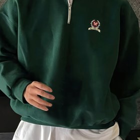Resim Erkekler için Rahat Fermuarlı Sweatshirt, Rahat Uzun Kollu Üst, Bahar/Sonbahar Giyim İçin Yumuşak Trend Üst 