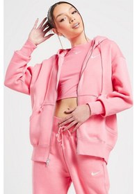 Resim Nike Sportswear Phoenix Fleece Oversized Hoodie Full Zip Bol Kesim Kapüşonlu Kadın Sweatshirt Pembe Pembe 