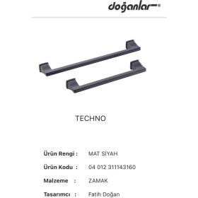 Resim Eym Doğanlar Techno 320 mm Mobilya Kulp Mat Siyah 