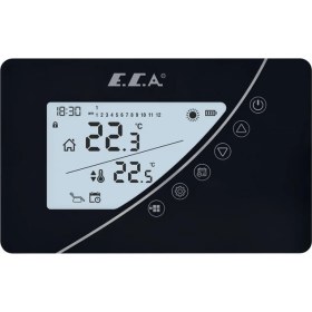 Resim E.C.A Kablosuz Dokunmatik Poly Touch 400B Oda Termostatı Siyah Dijital Kontrol Paneli Özellikli 