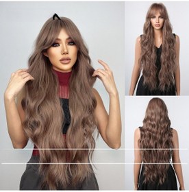 Resim Mufunye Kadın Saç Takımı: Doğal Görünümlü, Isı Dayanıklı, Boyanabilir Mat Isı Lifli Dalgalı Saçlar Koyu Kahverengi Lc1061-1, 30inch 270g 