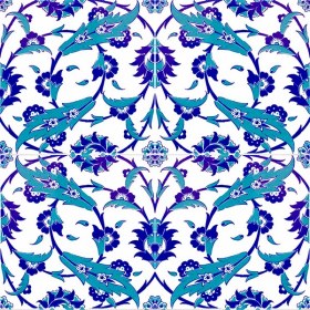 Resim Armada Çini 20x20 Cm Ac 32 Selçuklu Mavi Beyaz Kütahya Çini Karo 