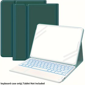 Resim Klavyeli iPad Kılıfı 10. Nesil için - 7 Renkli Aydınlatmalı Çıkarılabilir Tablet Klavyesi ve Dokunmatik Ped ile - iPad 9./8., 10./11., Pro 1.-4. nesil, Air 3/4/5, & Air 11" (M2) 2024 için - Kalem Tutuculu Klavye Kılıf 