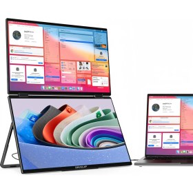 Resim ZEUSLAP Z15W 2x15.6" Çift Ekran 1920*1080@60Hz Full HD ADS-IPS Panel Type-C 100% sRGB 300Cd/m² Taşınabilir Monitör (ZL-Z15W) 