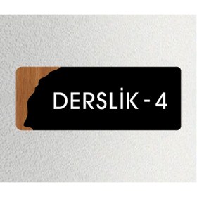 Resim zafrakreklam Ofis -Kapı İsimliği, Yönlendirme levhası 26X10Cm - DERSLİK 4 