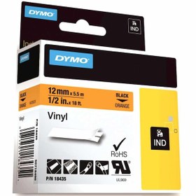 Resim Dymo Rhinopro 18435 Turuncu/Siyah Renkli Vinil Şerit 12 MM X 5.5 