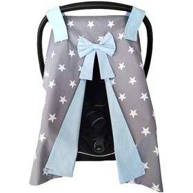 Resim Pamuklu Kumaş Puset Örtüsü Yıkanabilir - Mavi Yıldız 