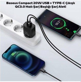 Resim Baseus Compact 20W Qc3.0 Ultra Hızlı Şarj Adaptörü 1 Usb 