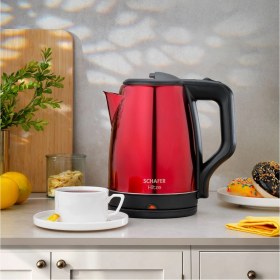 Resim Kırmızı Paslanmaz Çelik Sıvı Isıtıcı, Pratik ve Dayanıklı Tasarım 