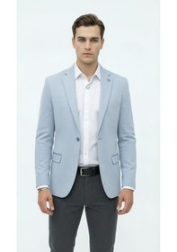 Resim Plus Scorpion Erkek Kolu Yamalı Blazer Ceket Bebe Mavi Renk, İtalyan Kesim Şık Ve Modern Tasarım Bebe Mavisi 