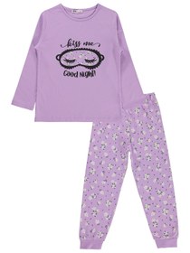Resim Civil Girls Çiçek Desenli 6-9 Yaş Pijama Takımı - Lila - Lila / 9-10 Yaş 