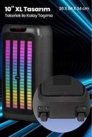 Resim GoldMaster Taşınabilir Şarj Edilebilir Party Box Işıklı Bluetooth Hoparlör 