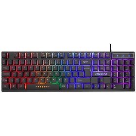 Resim Klavye Oyuncu Gaming Rgb Rainbow Membrane Everest Kb-24 Siyah 