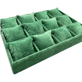 Resim Tokyo Model Süet Kumaş Yeşil Renk 34/24 Cm Yastıklı Çekmece Içi Saat Ve Takı Kutusu 