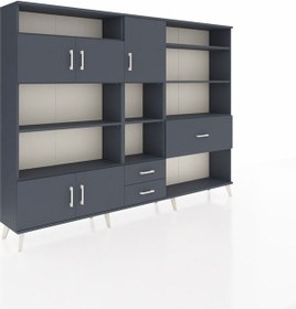 Resim Arges Dolap 13 Raflı 3 Çekmeceli 5 Kapaklı 220x30x163 Antrasit-an Antrasit-antrasit 