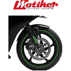 Resim Yamaha Motosiklet Amortisör Yeşil Sticker Etiket 