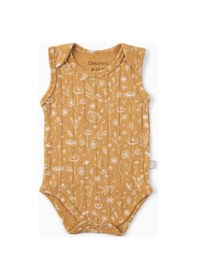 Resim Boumini Kolsuz Bebek Çıtçıtlı Atlet Müslin Bebek Body Bahar Çiçekli Hardal-hardal Hardal 