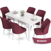 Resim Canisa Concept Aya Serisi 80 x 132 cm Açılabilir Beyaz Mutfak Masa Takımı 6 Sandalye 