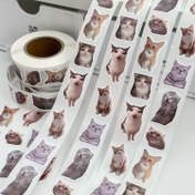 Resim 500 adet/Rulo Sevimli ve Komik Kedi Mem Sticker'ları, Yaratıcı Zarf Sızdırmazlık Sticker'ları, Yeniden Kullanılabilir Mat Kaplama Kağıt, Yuvarlak Şekil, İdeal Hediye 