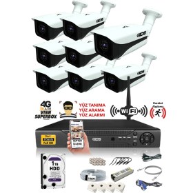Resim Ids - 8 Kameralı 5 Mp Sony Lensli 1080P Full HD Güvenlik Kamerası Sistemi - Cepten İzle - 1 TB Dış 