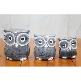 Resim ALLSOOWE Ahşap 3'lü Baykuş Seti Polos:2 