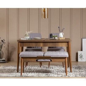 Resim Palermo Benchli Yemek Masası Takımı Ceviz Soho Gri 