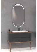 Resim Pier 100 Cm Beyaz Lavabolu Banyo Dolabi Ayakli - Antrasit / Kayin Çok Renkli 