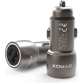 Resim Syrox Sc32b 3.1a 30w Pd Q.c. 3.0 1xtype-c + 1xusb-a Çıkışlı Hızlı Araç Şarj Cihazı - Metalik Füme 