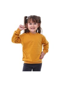 Resim Zuzunga Basic Bisiklet Yaka Şardonlu Çocuk Sweatshirt 3-10 Yaş Hardal 