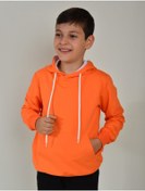 Resim KİDSPİTİRCİK Unisex Çocuk Turuncu Kapüşonlu 2 Ip Penye Sweatshirt 4-mevsimlik 