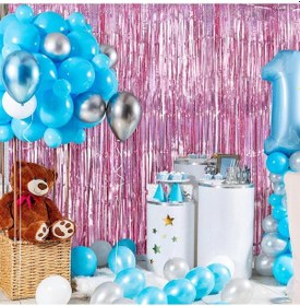 Resim Rose Gold Renk Ekstra Metalize Parlak Saçaklı Arka Fon Perde İthal 1x2 Metre Diğer 