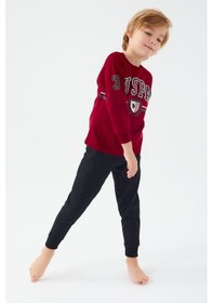 Resim U.S. Polo Assn. U.s. Polo Assn Bordo Erkek Çocuk Pijama Takım Bordo 