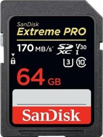 Resim Sandisk Extreme Pro 64Gb Sdxc Card 170Mb/S V30 Uhs-I U3 Hafıza Ka 
