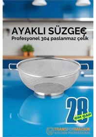 Resim 28 Cm Süzgeç - Makarna Süzgeci Pirinç Meyve Süzgeci 304 Paslanmaz Çelik 