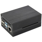 Resim Raspberry Pi 4 İçin Waveshare Stripe Alüminyum Soğutma Kutusu, Kanatlı Dahili Aktif Radyatör Siyah 