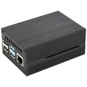 Resim Raspberry Pi 4 İçin Waveshare Stripe Alüminyum Soğutma Kutusu, Kanatlı Dahili Aktif Radyatör Siyah 