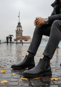 Resim Muggo LUXOR Hakiki Deri Fermuarlı Erkek Kışlık Bot 