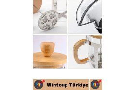 Resim Feyza Design Isıya Dayanıklı Cam French Press, 350 Ml, Ahşap Kapak ve Sap Detaylı 