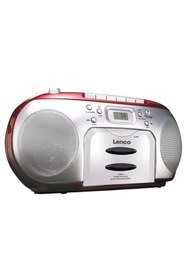 Resim Lenco Scd-420 Rd - Taşınabilir Müzik Seti Fm Radyo Cd Kaset Çalar Kırmızı Gümüş 