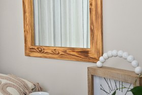 Resim DFN WOOD DOĞAL AHŞAP DİKDÖRTGEN BOY AYNASI, 100X40 