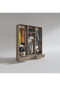 Resim Kenzlife giysi dolabı 3 bölmeli 3 çekmeceli hamit150 crd dolap kapaksız 